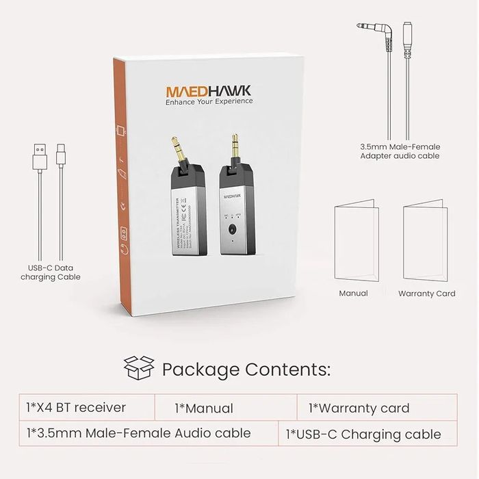 Блютуз адаптер-ресивер maedhawk x4pro