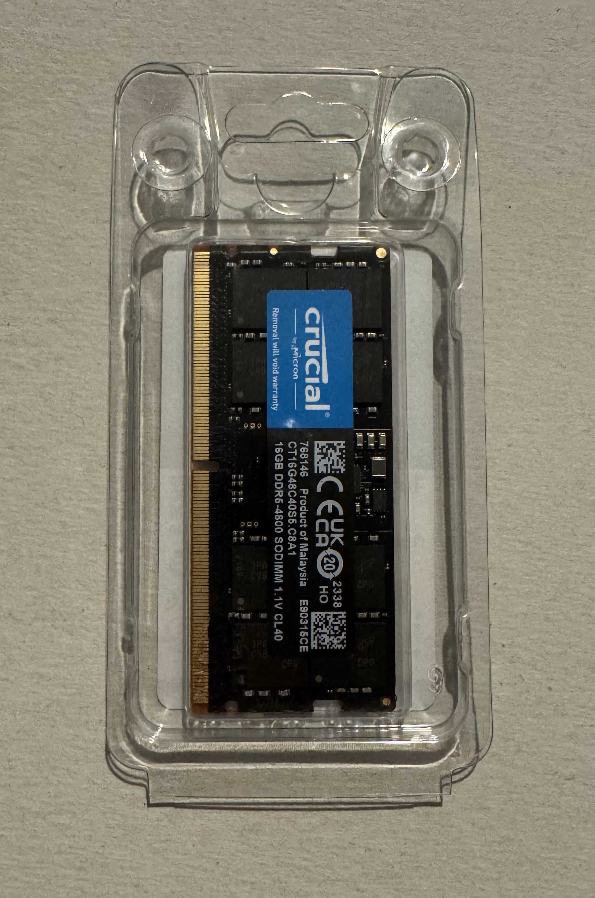 Crucial SODIMM, DDR5, 16 GB, 4800 MHz, CL40 (CT16G48C40S5)