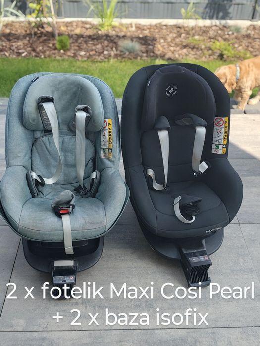 Dwa foteliki Maxi Cosi Pearl + dwie bazy isofix 9-18 kg