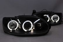 Lampy przednie przód FORD ESCORT MK7 95-00 Angel Eyes RINGI LED BLACK