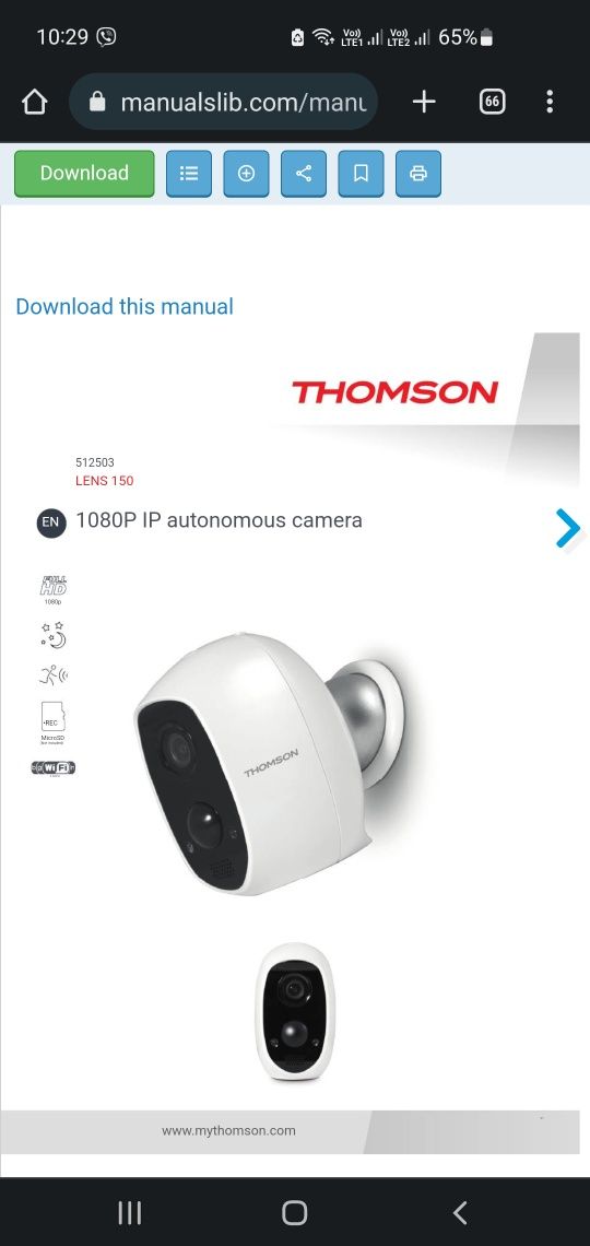 IP kamera Thomson Lens 150 Full HD 1080 P
