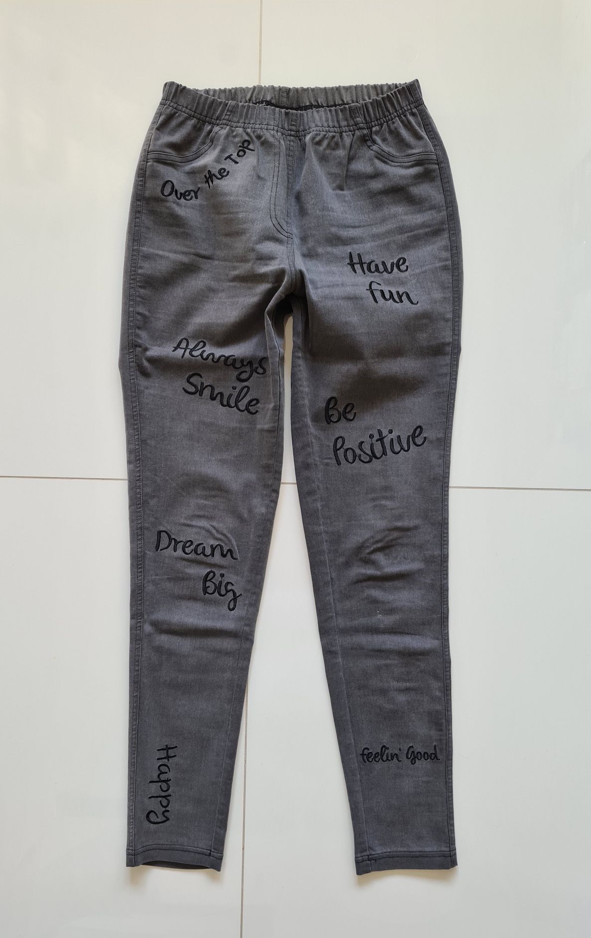 Calzedonia jeansowe spodnie tregginsy z naszywkami S
