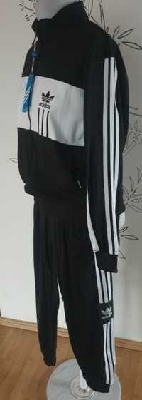 Adidas dres męski r.XL czarny białe 3 paski spodnie bluza