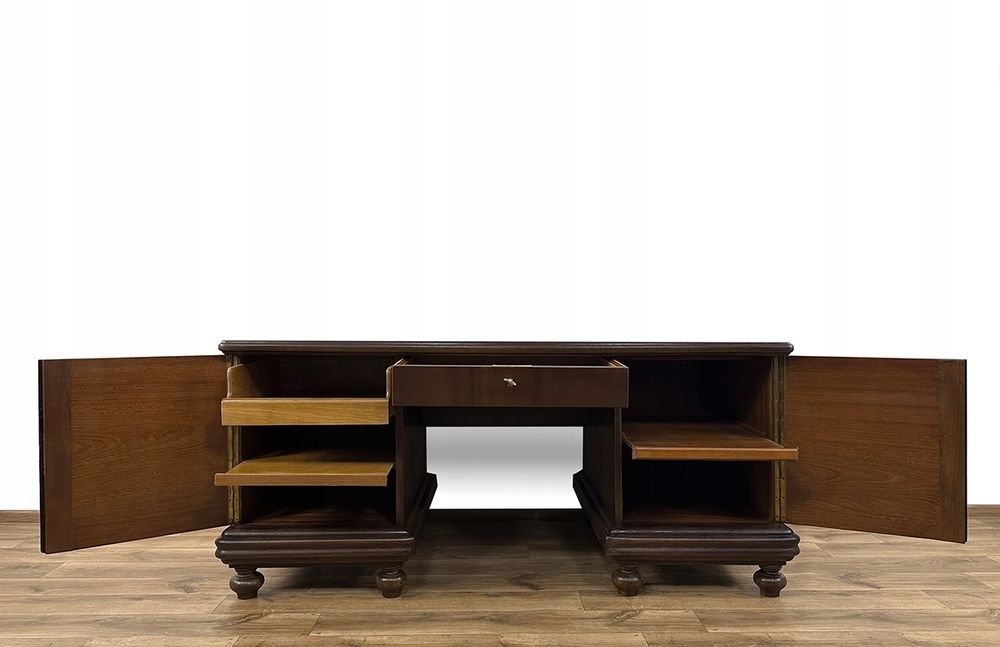 SEJF BIURKO z sejfem antyk UNIKAT rzeźbione anioły dwustronne GABINET.