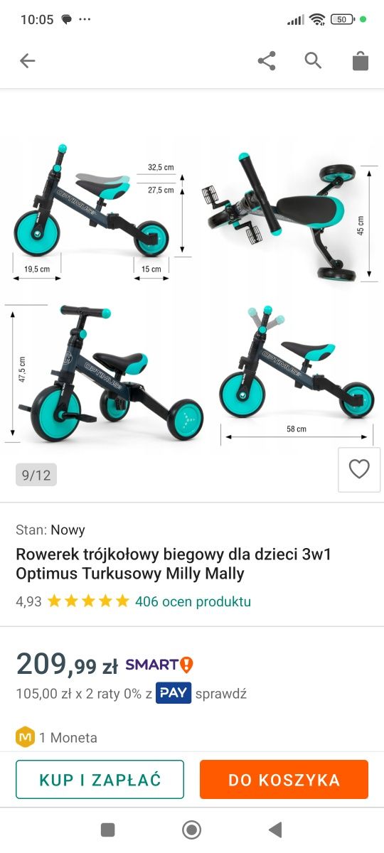 Rower trójkołowy 3 w 1 Optimus