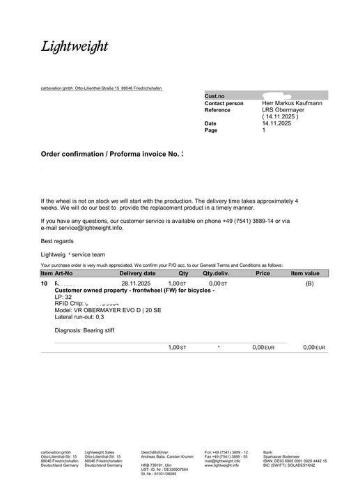 Lightweight Obermayer EVO Schwarz ED Wheelset