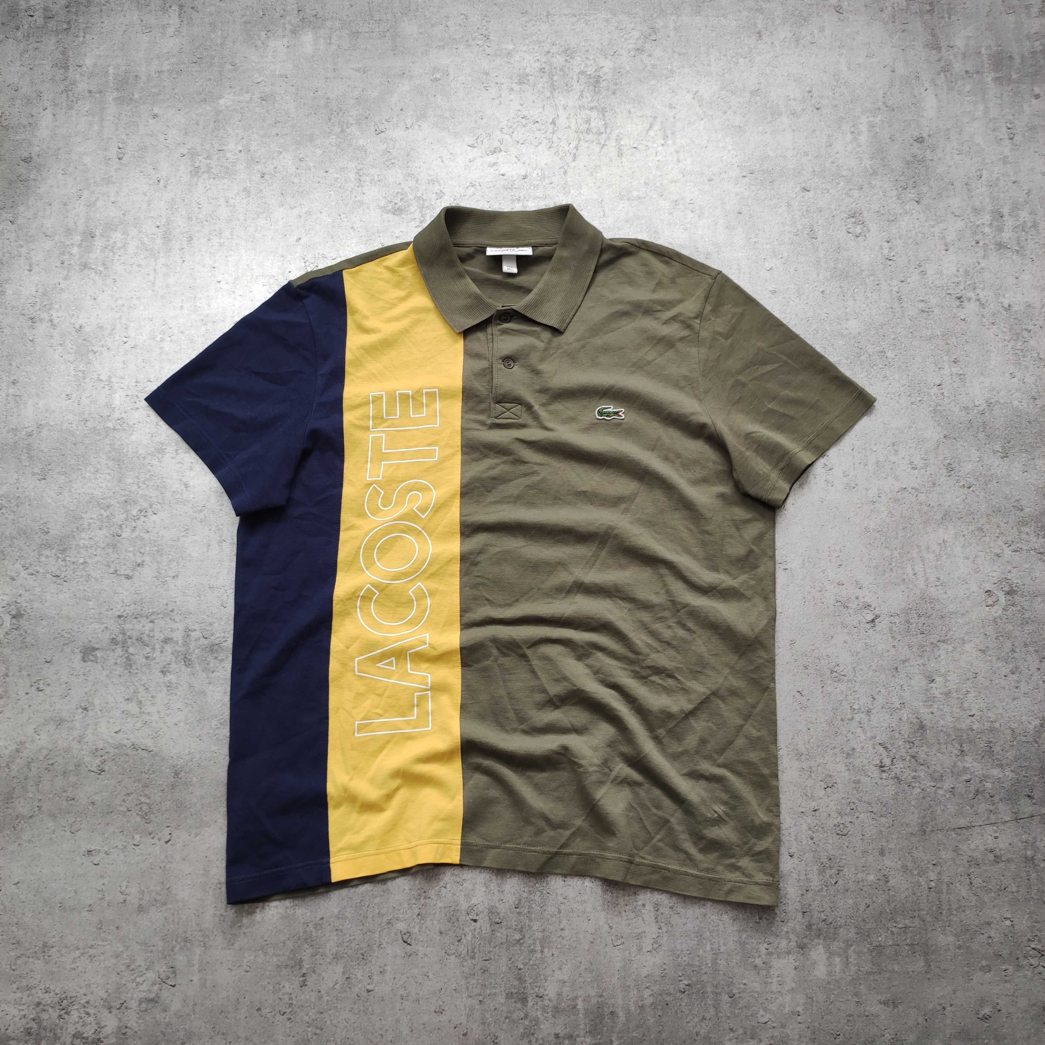 MĘSKA Elegancka PREMIUM Koszulka Polo Trzy-Kolor Lacoste France Haft