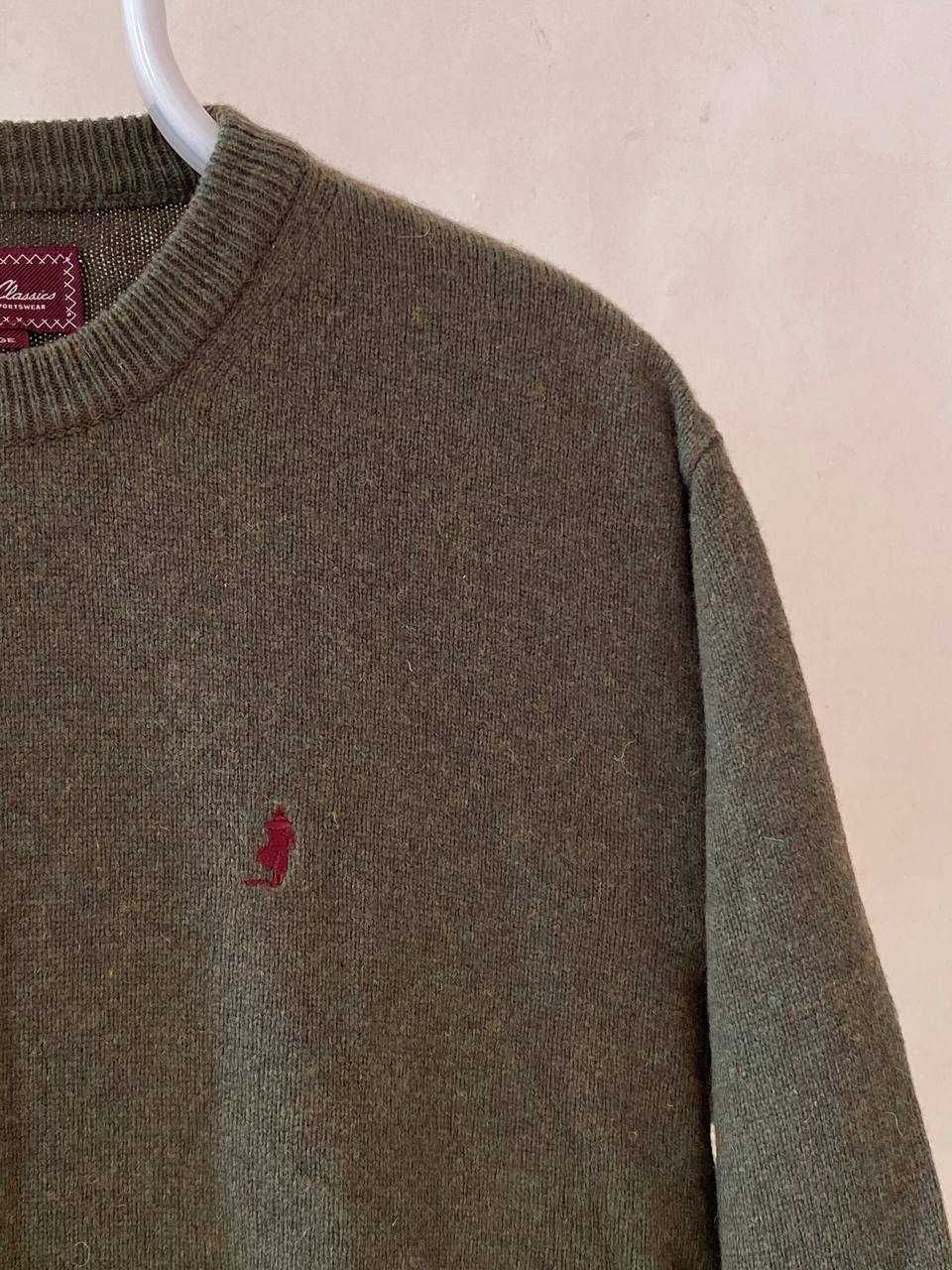 Marlboro Classics sweter męski haft logo wełniany wool