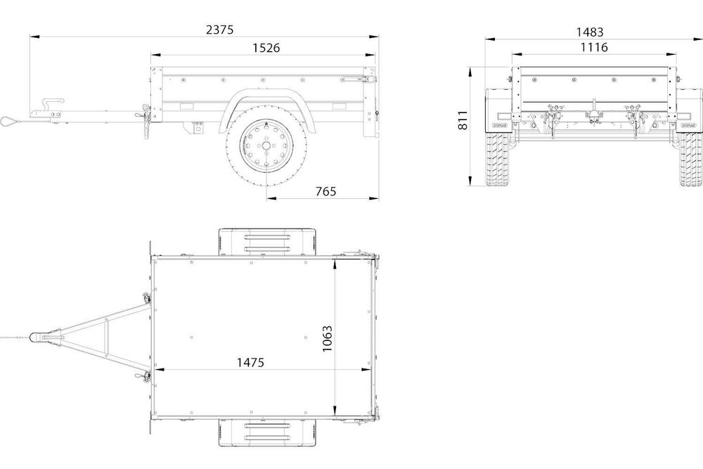 Przyczepka samochodowa 150x106 UNITRAILER GARDEN 150 KIPP