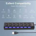 НОВЫЙ Разветвитель USB-A на 7 портов удлинитель с подсветкой для комп