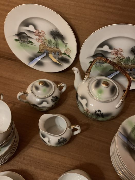 Serviço de chá japonês em porcelana fina 12 pax