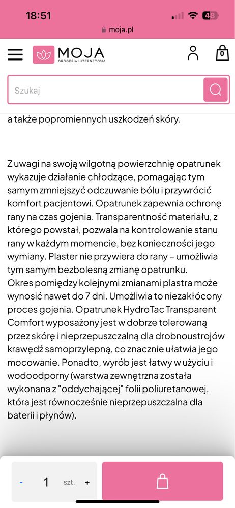 Hartmann hydroTac opatrunek na rany