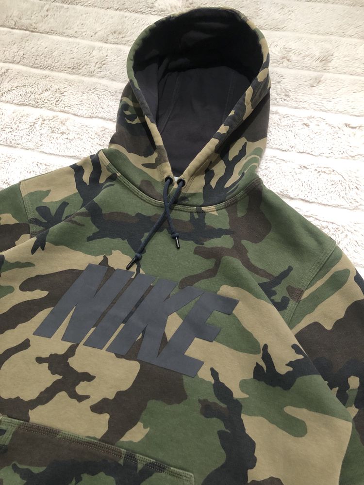 NIKE CAMO (M) Fleece Hoodie камуфляжное худи мужское хаки флис