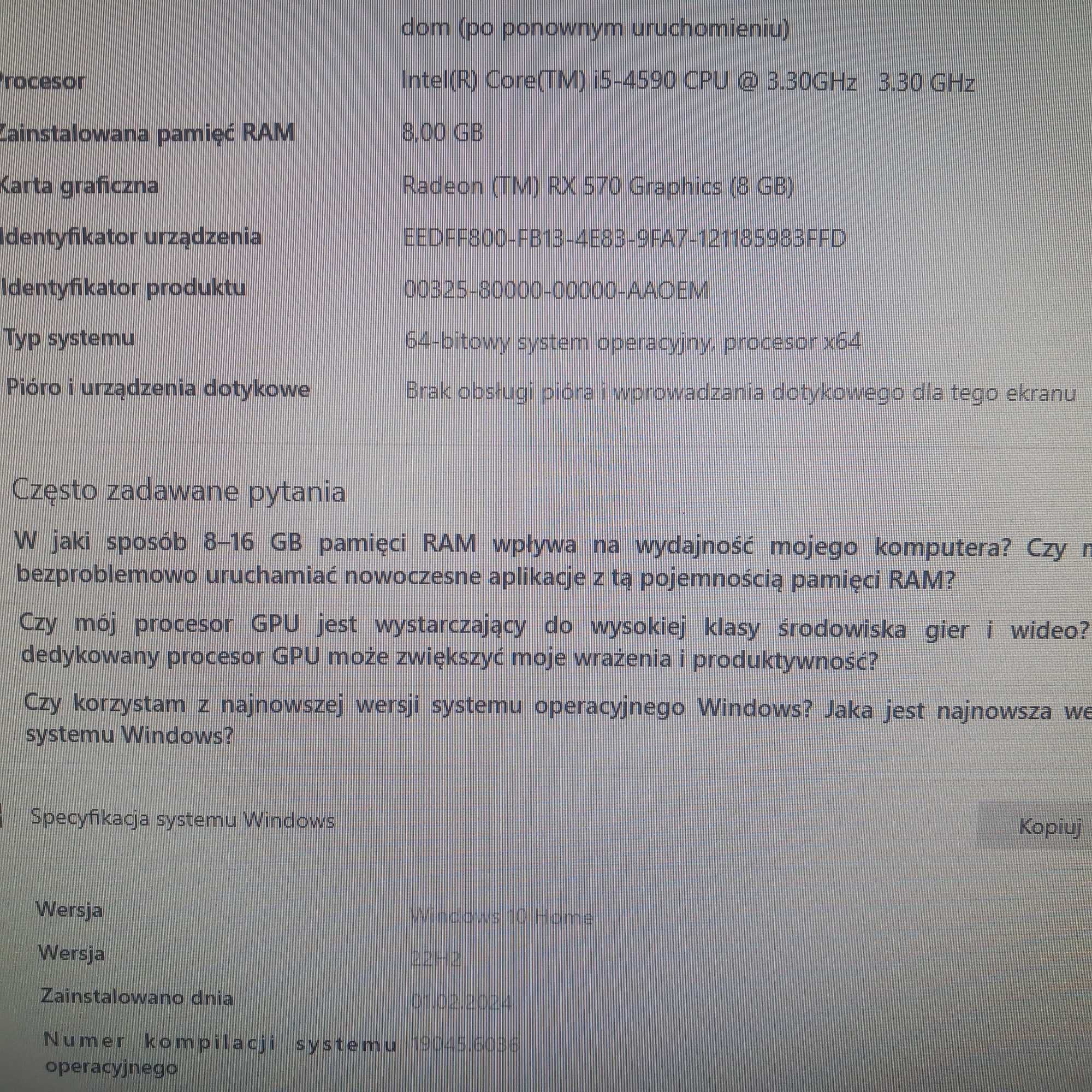 Sprzedam komputer stacjonarny