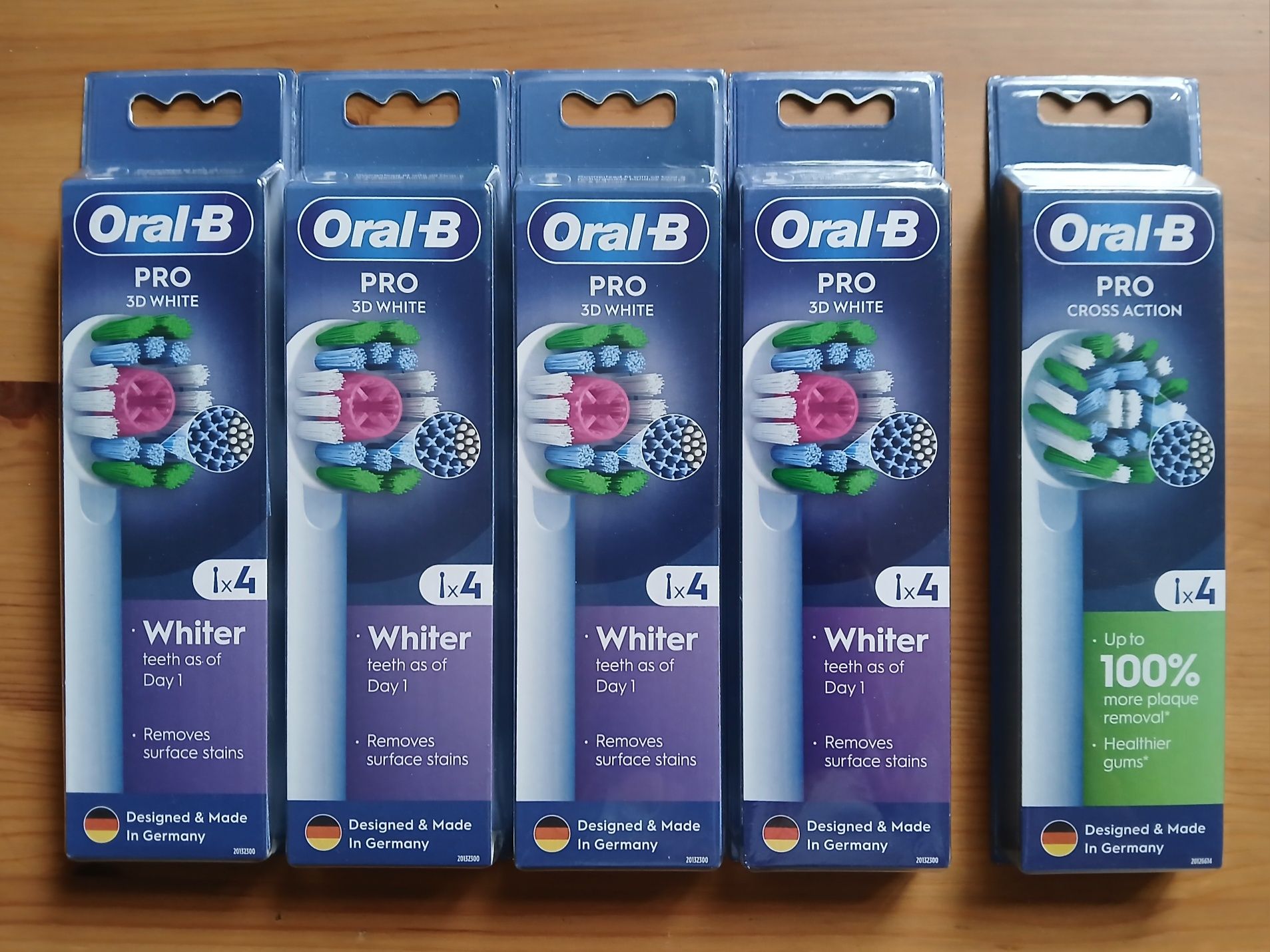 20 końcówek do szczoteczki Oral-B, 5x4szt (4x3D White, 1xCross Action)