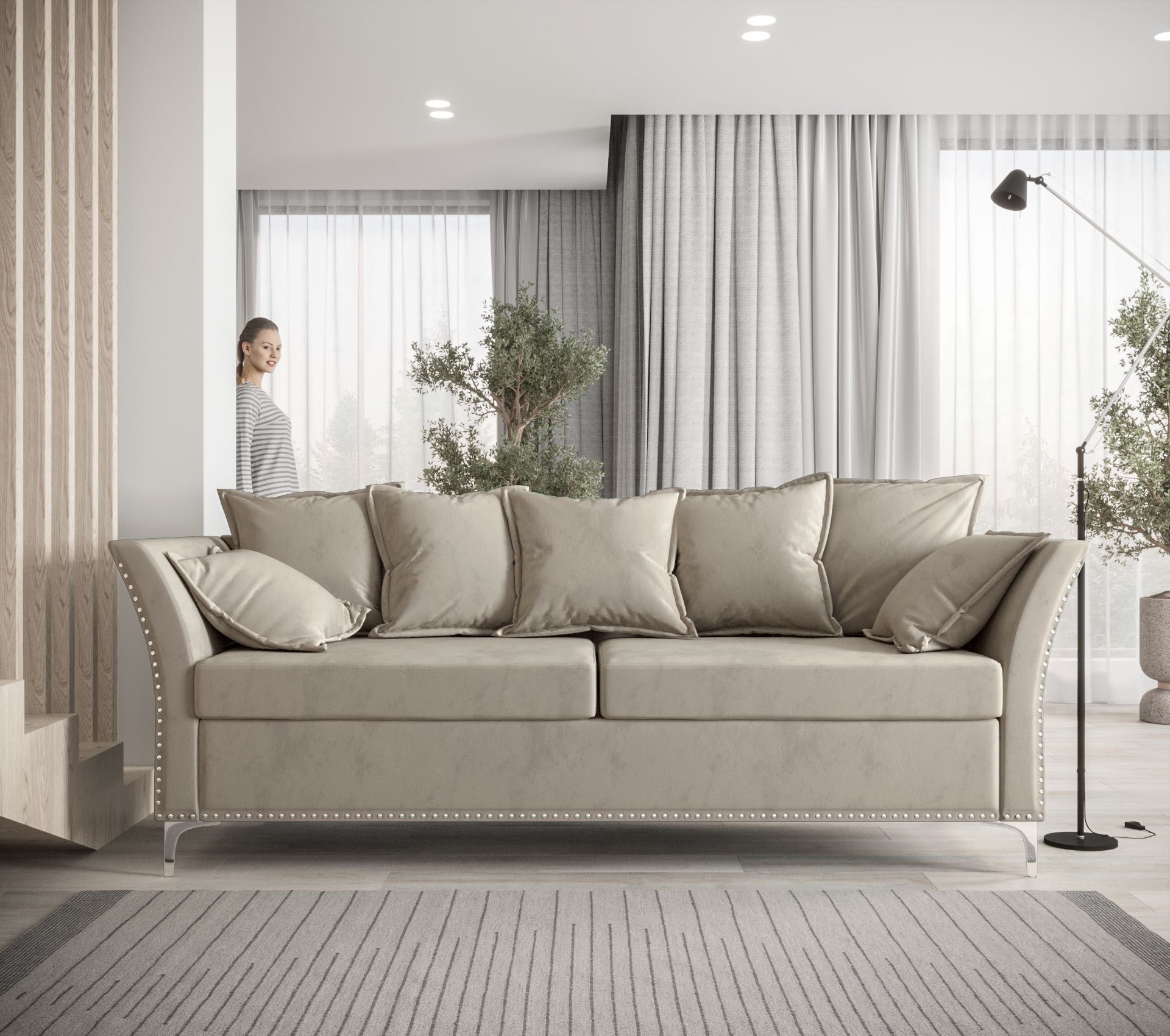 Sofa Kanapa Rodos Pinezki Glamour EN Meble