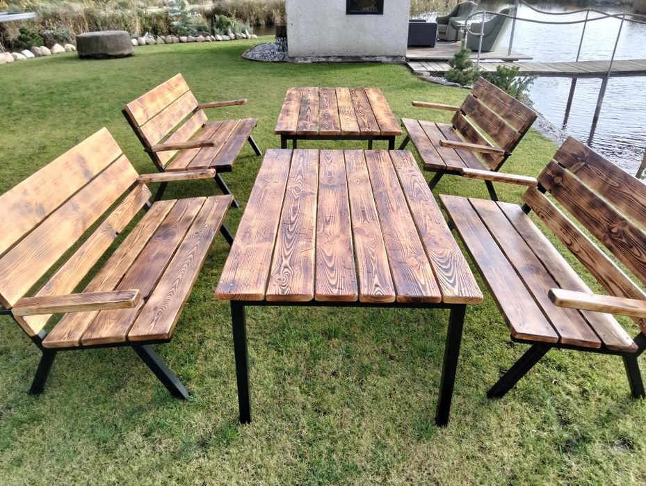 Komplet dwie ławki i stolik