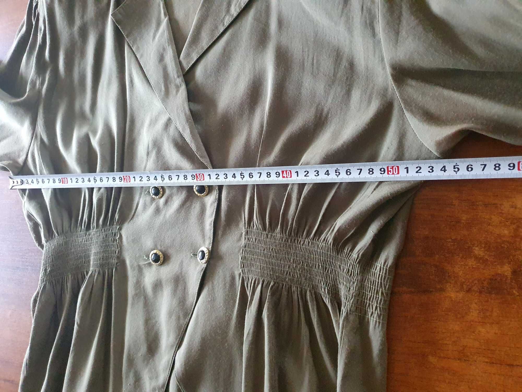 Komplet marynarka spodnica L XL zielony khaki
