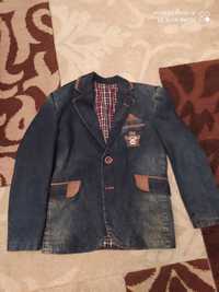 Піджак джинсовий + сорочка, жакет 6-7 р. ріст 122(пиджак, жакет)