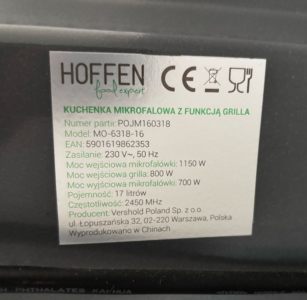Mikrofalówka kuchenka mikrofalowa z funkcją grilla