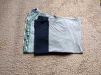 ubrania meskie XXL/ 174 w pakiecie ; koszula krata i 2 koszulki