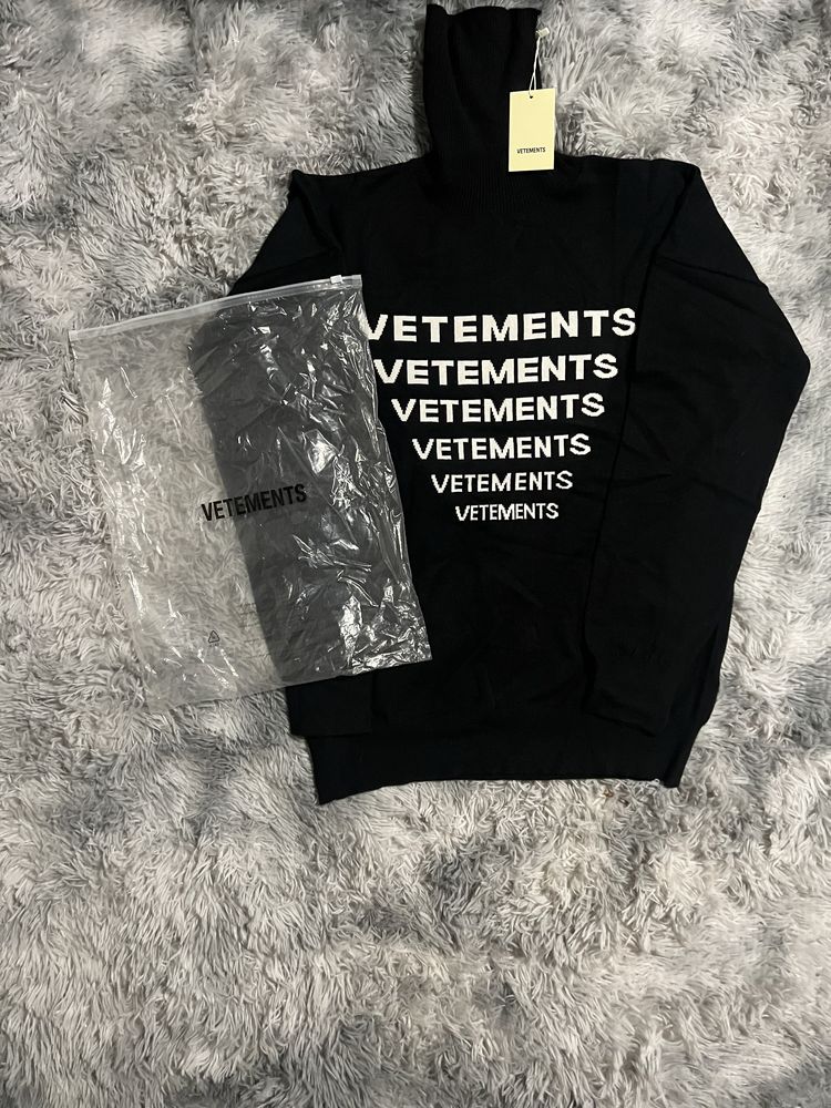Продажа — VETEMENTS Black Jacquard Sweater (ГОЛЬФ,СВЕТР)