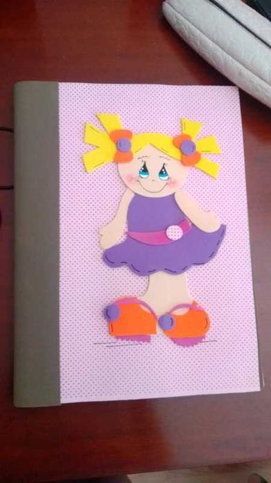 Caderno com protecção/ capa com boneca Brinquedos natal