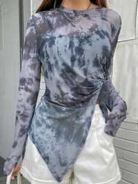 Bluzka Transparentna Siateczkowa Marszczona Asymetryczna Tie Dye Xl