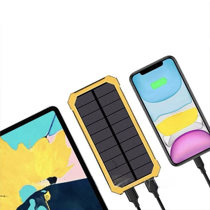 Power Bank 20000mAh з сонячною панеллю та ліхтарем, павербанк бронік