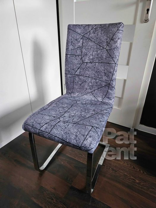 Pokrowce na krzesła elastyczne 6 sztuk wzór szary