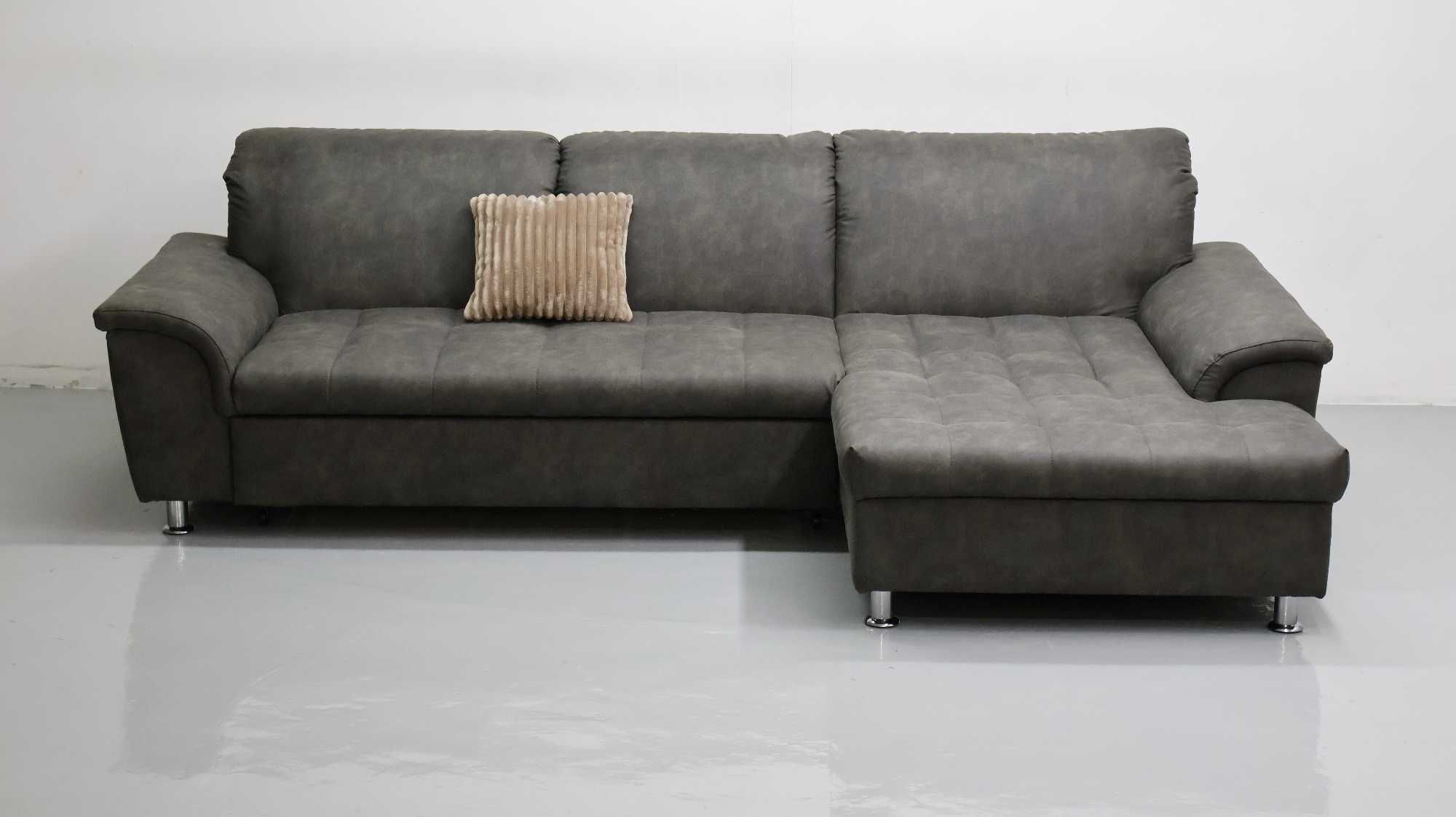 TCG NOWY NOWOCZESNY NAROŻNIK funkcja spania kanapa tkanina SZARA SOFA