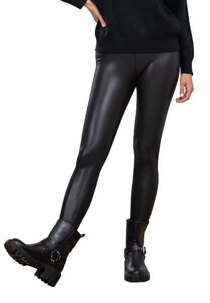 Legginsy push-up z wysokim stanem ekoskóra premium czarne r. XL