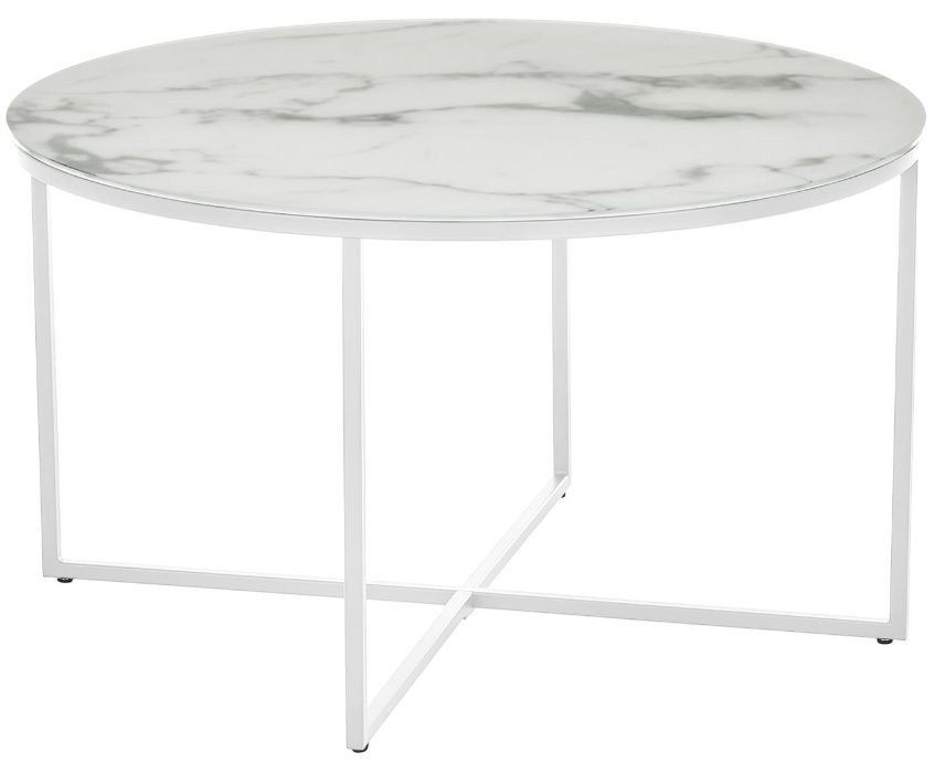 Stolik kawowy okrągły biały marmur