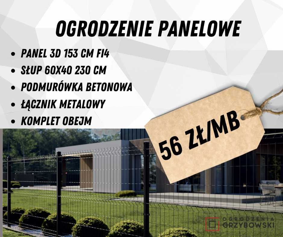 Ogrodzenie panelowe 3D zestaw 100 mb. 153 cm fi4 + Podmurówka
