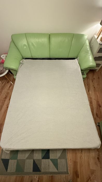 Zestaw wypoczynkowy skóra funkcja spania - bardzo dobry stan !