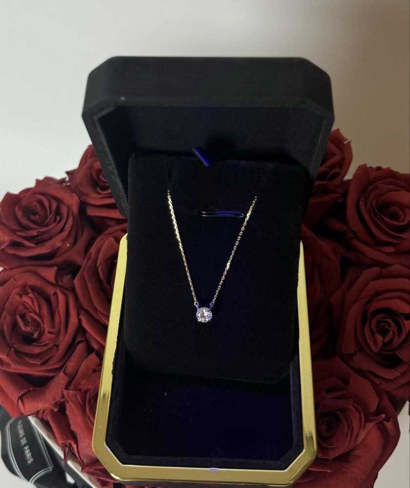 Naszyjnik z diamentem 0,5 CT VS1 D, certyfikat IGI, z brylantem