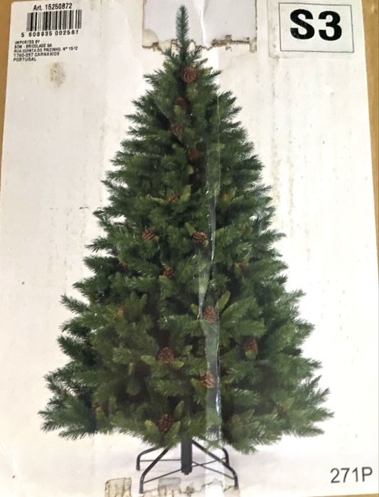 Árvore de natal com efeito pinhas 180cm