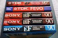 5 kaset magnetofonowych TDK i Sony nowe w folii