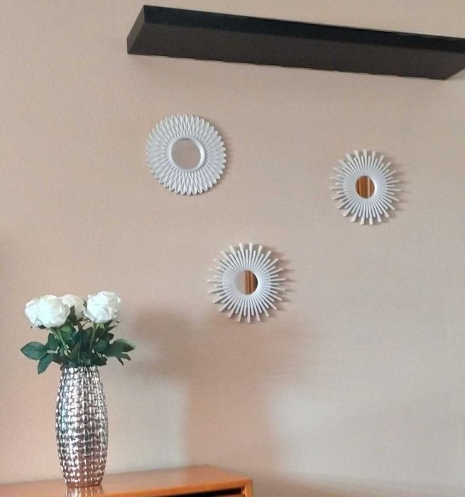 Dekoracja zestaw 3 luster w ramkach do domu na ścianę