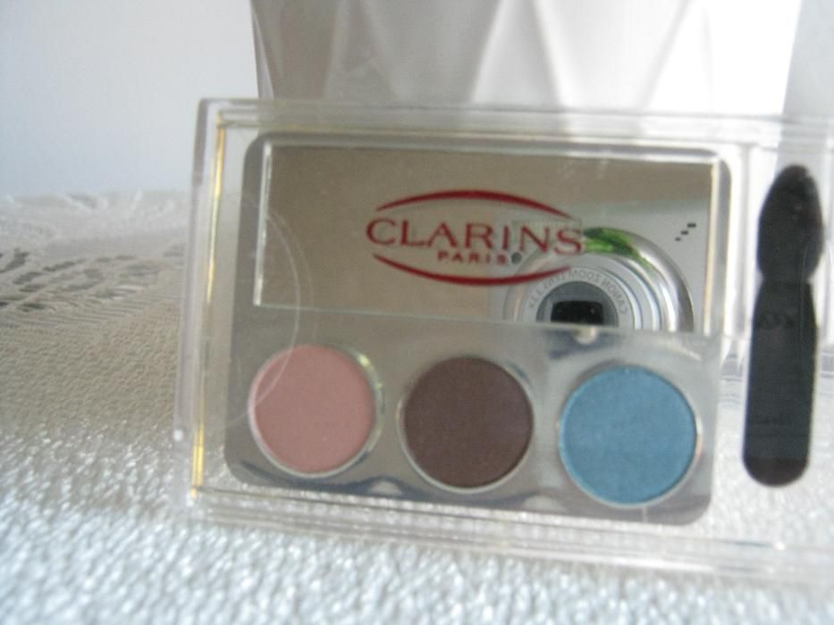 Clarins cienie paleta nude brąz turkus lusterko aplikator tanio okazja