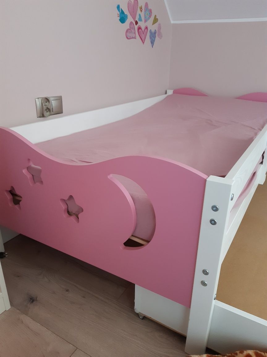 Łóżko dziecięce z barierką dla dziewczynki rozmiar 80*160