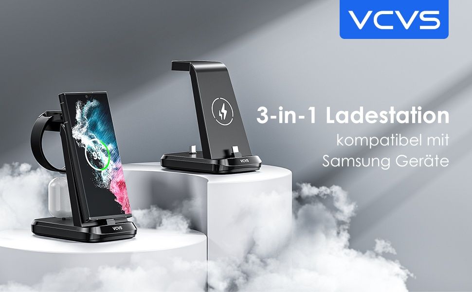 Зарядна станція VCVS 3-in-1 30W Super Fast Charger (Black)