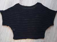 Włoska czarna ażurowa narzutka sweter
