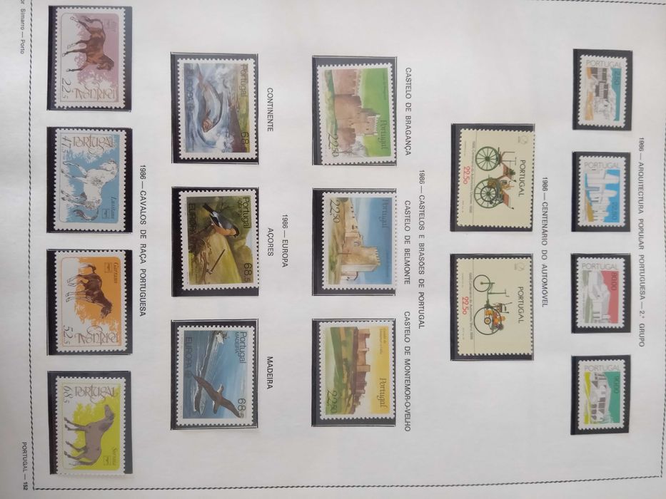 Fantástica coleção de selos de Portugal de 1980 a 1988