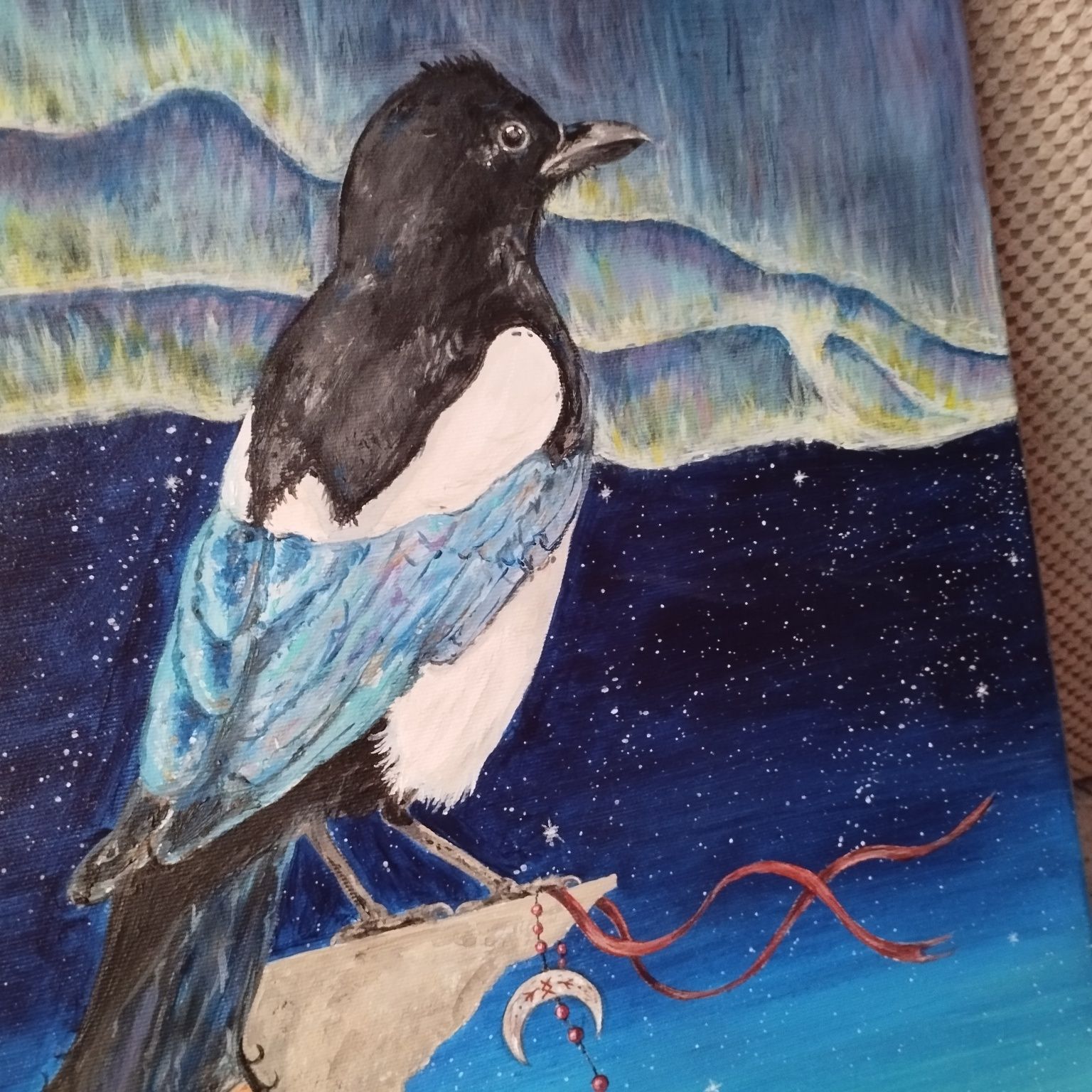 Mroczna sroka, obraz 50*40cm