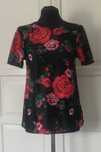 Czarna bluzka w kwiaty czerwone New Look 34 XS