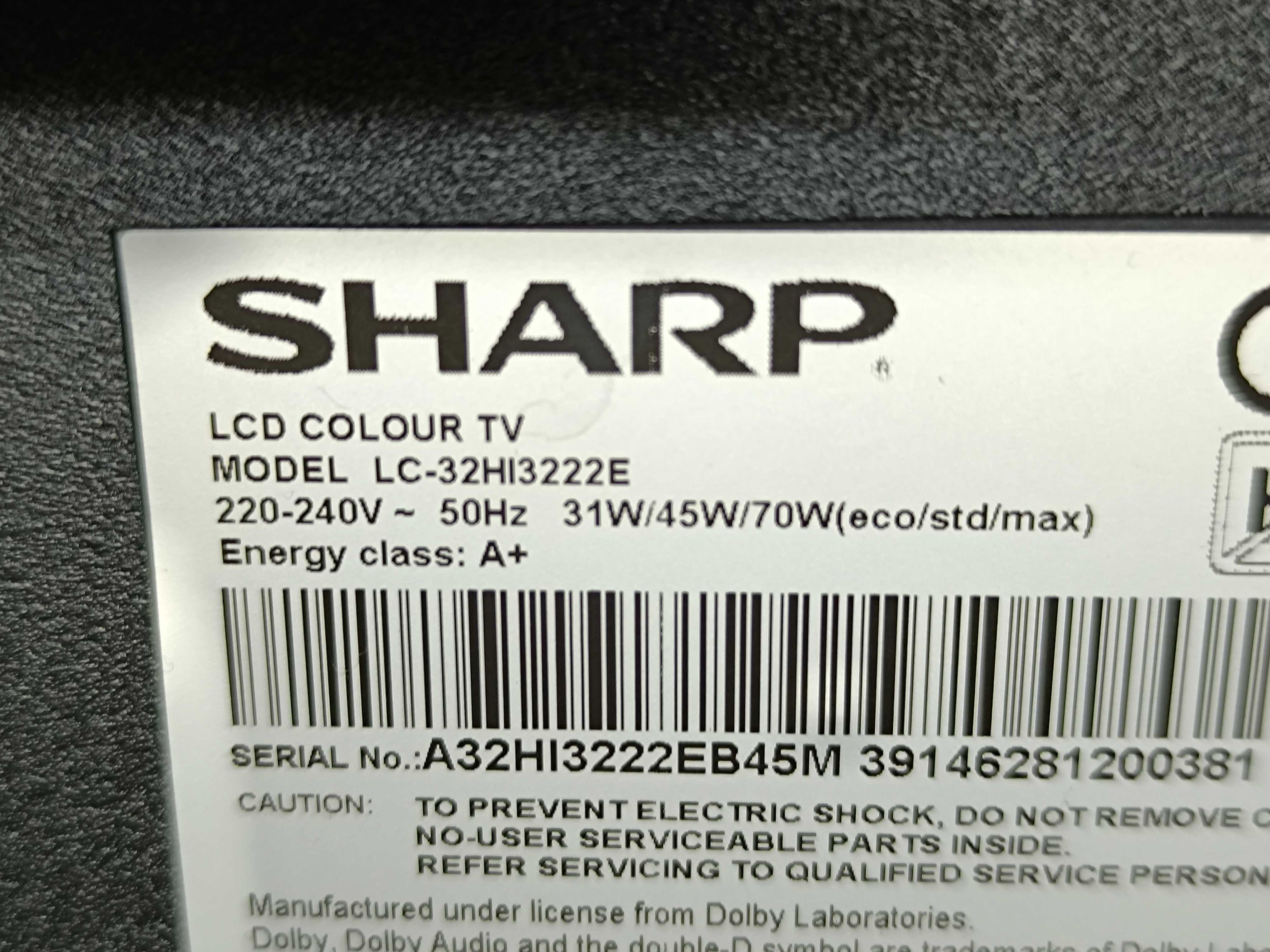 Sharp LC32HI3222E dvbt2 hevc sprawny stan bdb.
