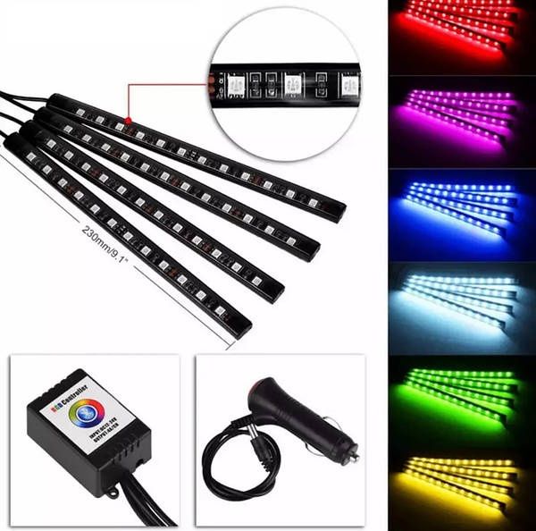 Универсальная RGB LED подсветка салона с микрофоном HR-01678 lamp 3306