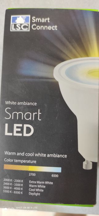 Inteligentna żarówka WiFi LED 5,5W GU10 345 lumen 2,4 GHz