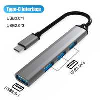 Hub USB 3.0 / USB Tipo C com 4 Portas USB Expansor Alta Velocidade